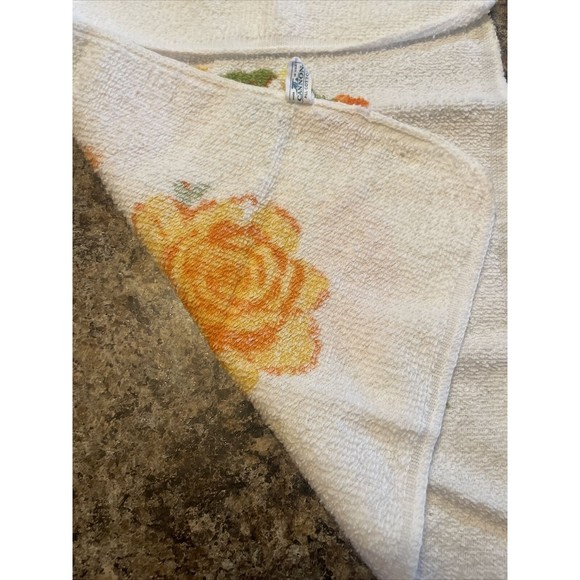 Vintage Cannon Washcloth Set Of  Floral Orange Yellow Rose Floral Pattern - Picture 6 of 9